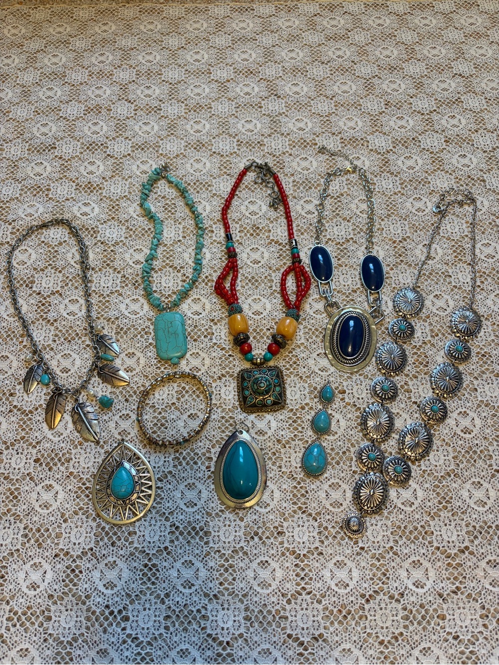 Southwestern Jewelry Lot Nine Pieces